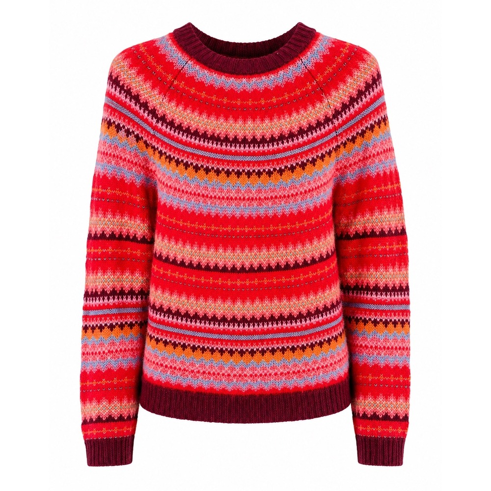 American Eagle Fair Isle Sweater Women Large Red Nordic Après Ski Heritage Knit - Picture 6 of 13